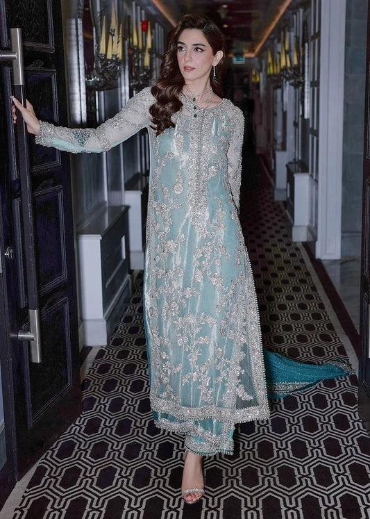 Sara Rohale Asghar Premium Net Embroidered Unstitched 3 Piece Ferozeah - 3 Pieces Net Embroidered - Zainabjees