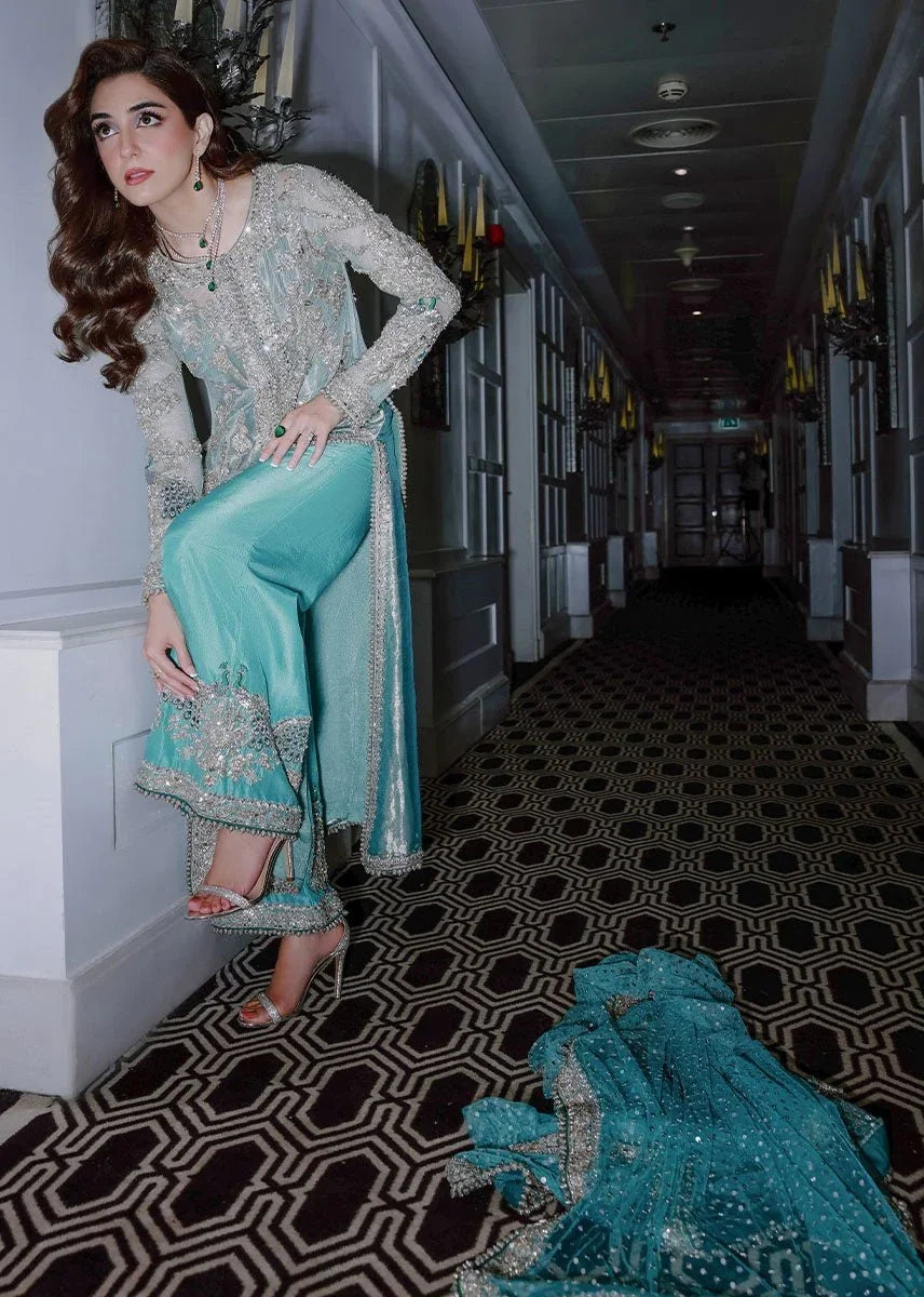 Sara Rohale Asghar Premium Net Embroidered Unstitched 3 Piece Ferozeah - 3 Pieces Net Embroidered - Zainabjees