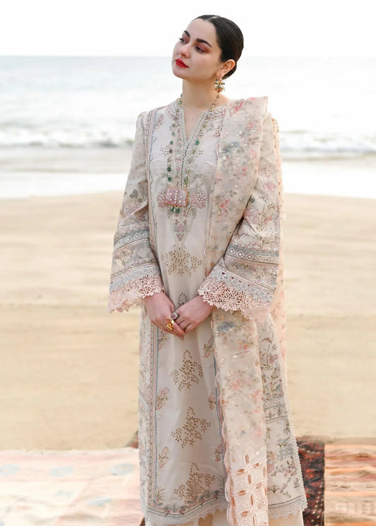 Sahil by Qalamkar Embroidered Lawn Suits Unstitched 3 Piece QLM23S SP - 03 Khansa - Luxury Collection - 3 Pieces Lawn - Zainabjees