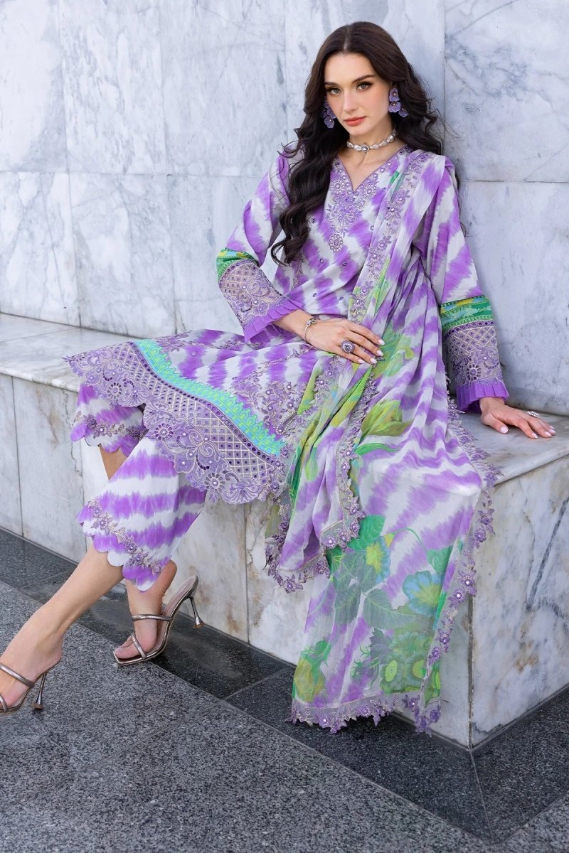 Charizma Luxury Lawn Embroidered Unstitched 3 Piece Aghaz e Nou AG5 - 02 - 3 Pieces Lawn - Zainabjees