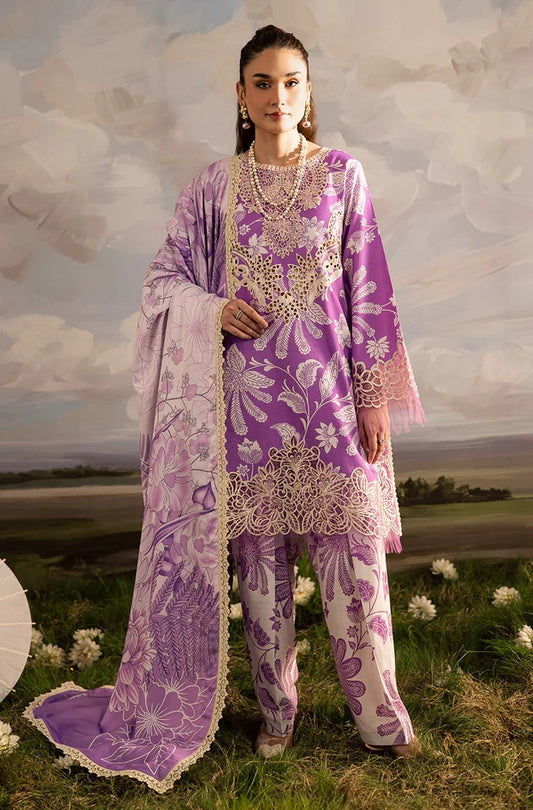 Mahnur - Luxury Lawn Embroidered Unstitched 3 Piece - K - 10