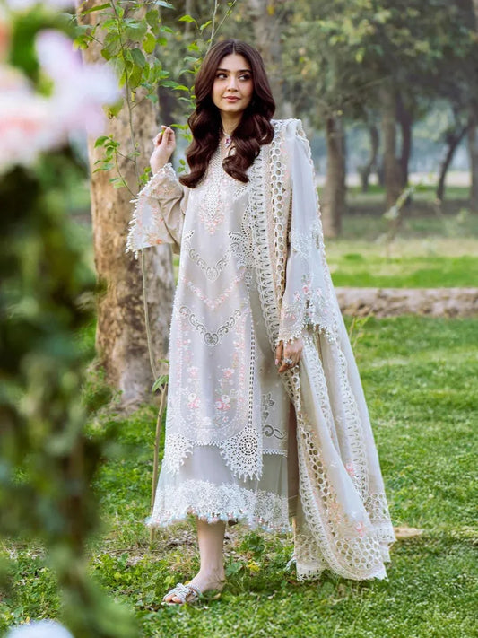 Bin Ilyas Luxury Embroidered Unstitched Lawn 3 Piece 103 - B - 3 Pieces Lawn - Zainabjees