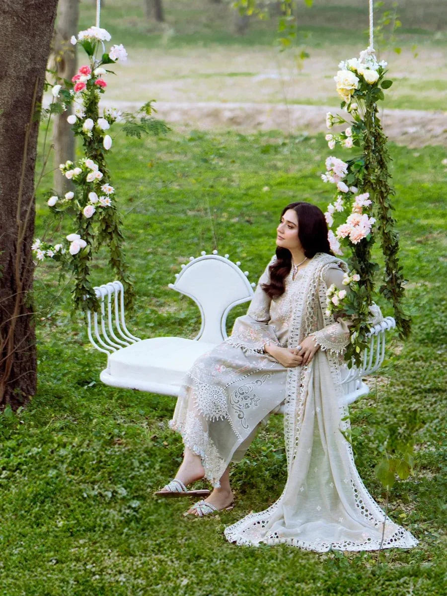 Bin Ilyas Luxury Embroidered Unstitched Lawn 3 Piece 103 - B - 3 Pieces Lawn - Zainabjees