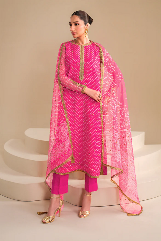 Baroque Luxury Embroidered Lawn 3Pc Unstitched Suit PINK
