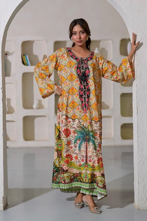 Poshkari Luxury Blended Raw Silk Embroidered 2Pc Stitched Suit PA-110