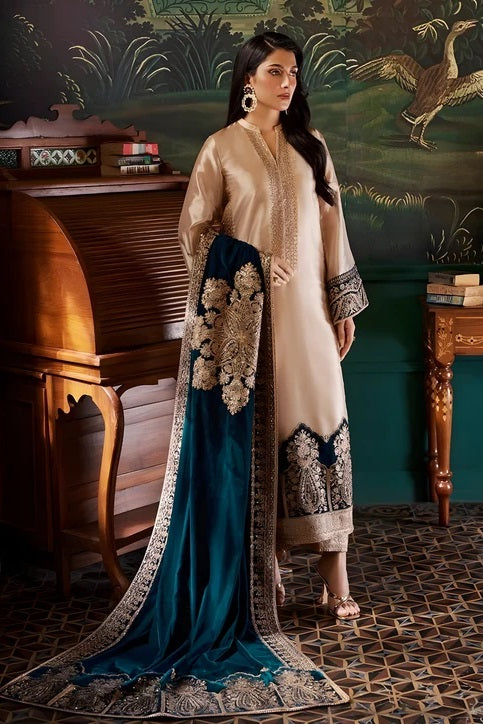 Zainab Chottani Skin Formal Brocade Tissue With 9000 MICRO VELVET SHAWL 3PC PA-198