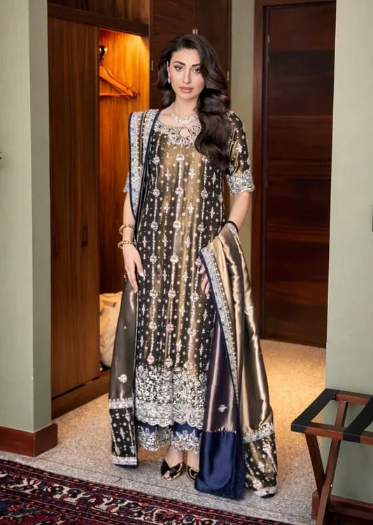 Haris Shakeel - Wajeeha Luxury Myssory Embroidered 3Pc Unstitched Suit PA-258