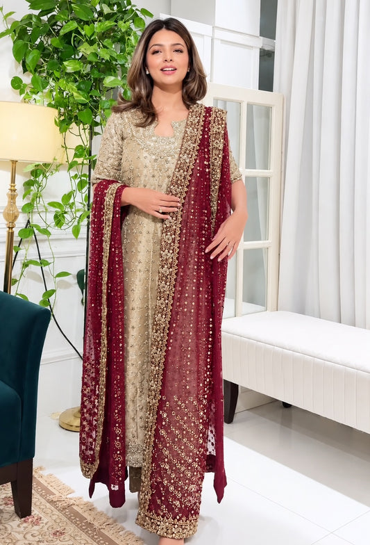 Haris Shakeel-Nawal by Ayla's Atelier Luxury Mysoori Embroidered 3Pc Unstitched Suit PA-195