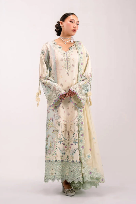 Qalamkar QSL-01 Luxury Silk Embroidered 3Pc Unstitched Suit PA-310