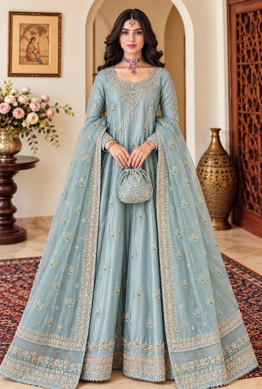 Pehnawa Luxury Sheesha Silk Embroidered 3Pc Unstitched Suit PA-305