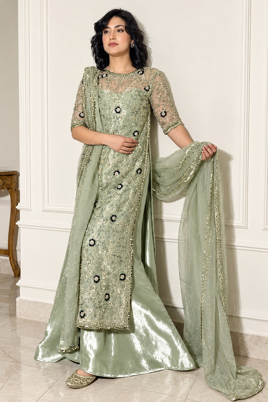 Haris shakeel Luxury Sheesha Silk Embroidered 3Pc Unstitched Suit PA-165