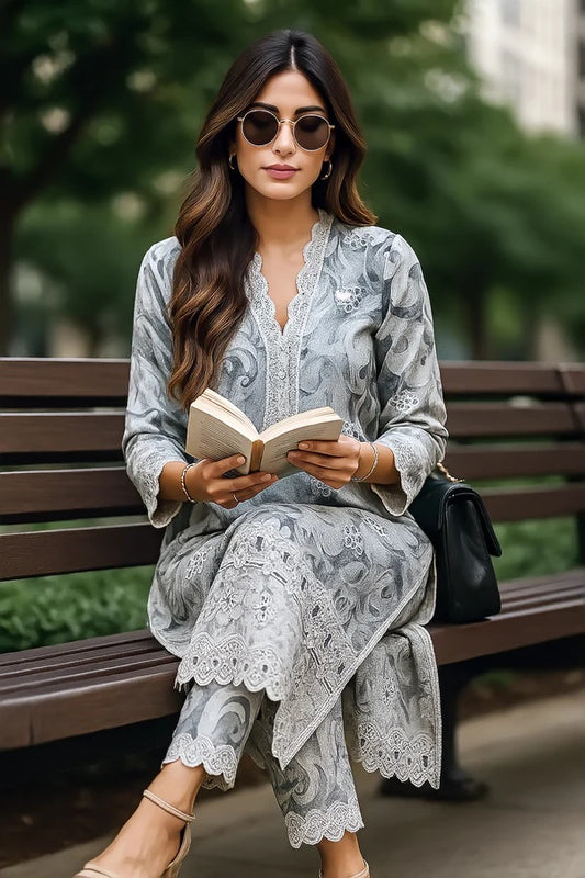 Lakhany - Luxury Lawn Embroidered Unstitched 3 Piece - LG-IZ-0370