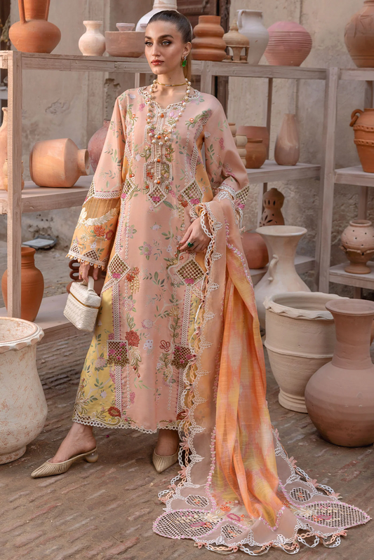 Crimson - D 4B Luxury Lawn Embroidered Eid Collection BONJOUR AND BLOOM
