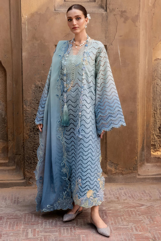 Crimson - Luxury Lawn Embroidered Unstitched 3 Piece - OMBRE LOVE - D8A