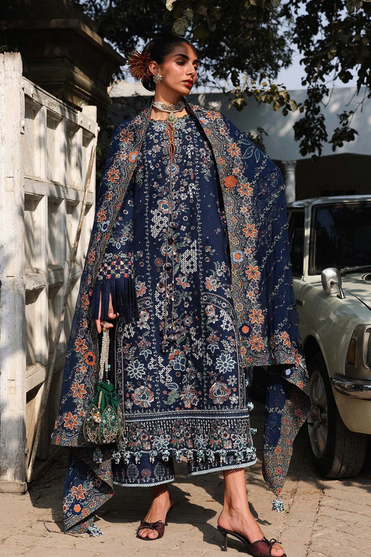 Hussain Rehar Luxury Lawn Embroidered Unstitched Suit 03- Amalfi