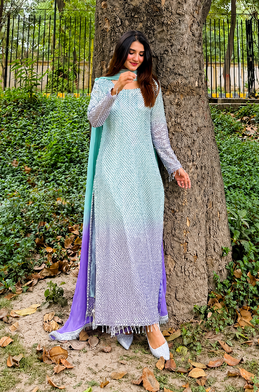 Poshkari Tie N Die Luxury Chiffon Embroidered Collection L-101