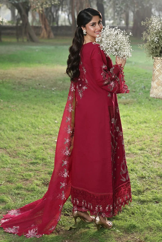 Sardinia - Luxury Lawn Embroidered 3 Piece Unstitched - FLORAL FUCHSIA