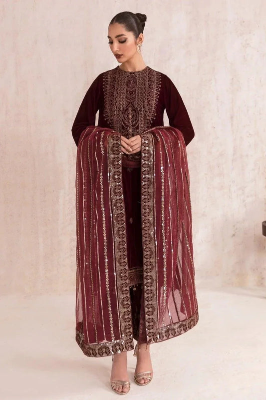 Jazmine Luxury Formel Velvet Collection - Qalb 3 Pc Unstitched - 3 pieces Velvet - Zainabjees