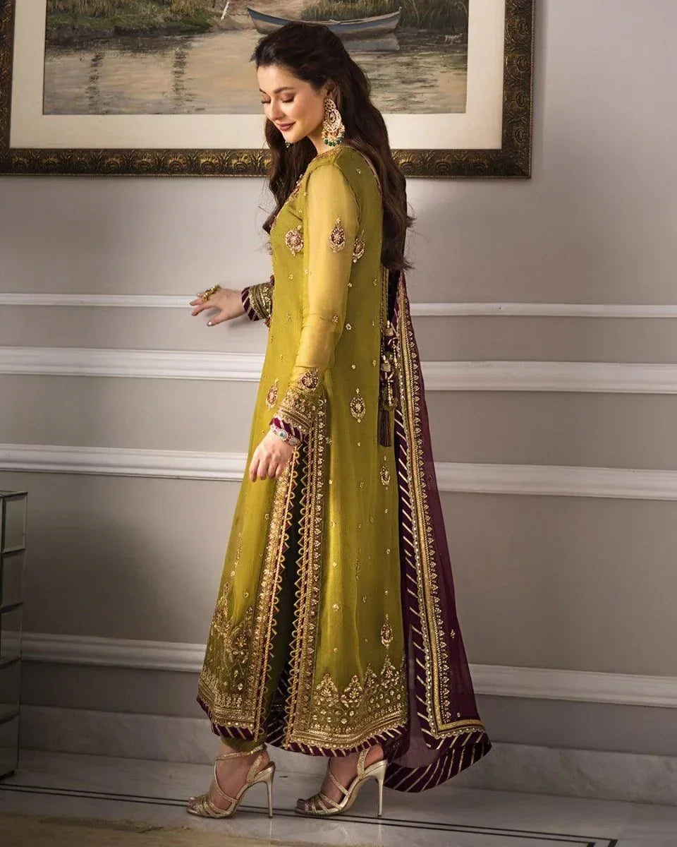 Asim Jofa Zari Sitara Embroidered Chiffon Unstitched 3 Piece Dress - AJZS 06 - 3 pieces chiffon - Zainabjees