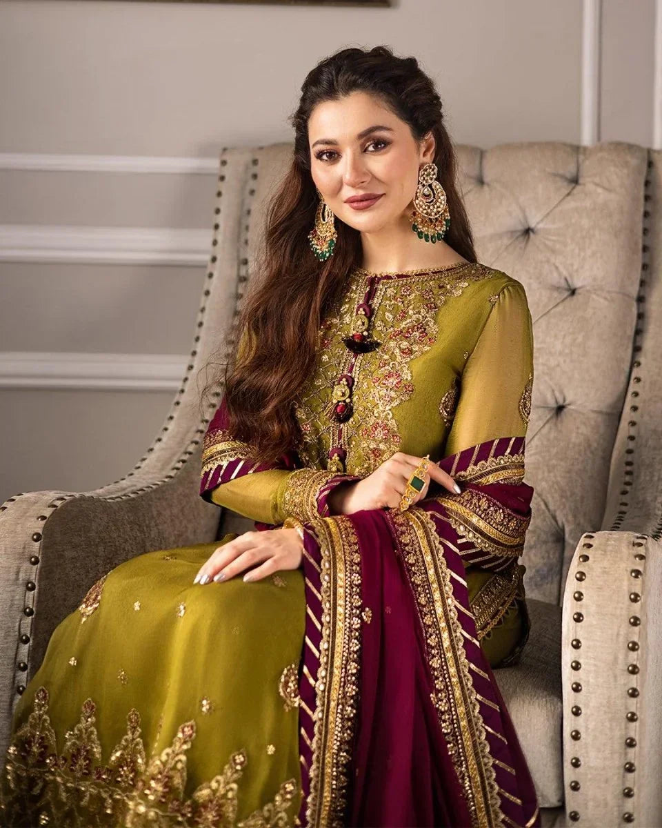 Asim Jofa Zari Sitara Embroidered Chiffon Unstitched 3 Piece Dress - AJZS 06 - 3 pieces chiffon - Zainabjees