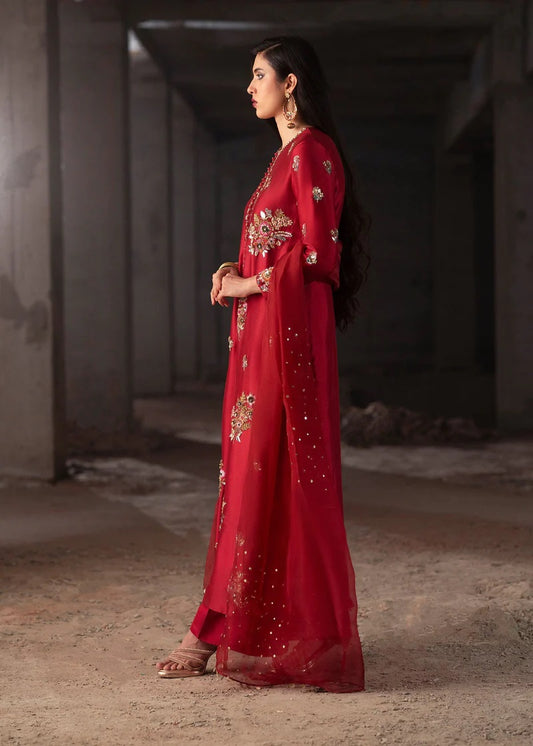 Souchaj By Mehak Junaid Luxury Raw Silk Embroidered Unstitched 3PC Suit- Rosee