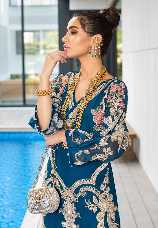 Saira Shakira - Azure Luxury Silk Embroidered Unstitched 3PC Suit PA-140