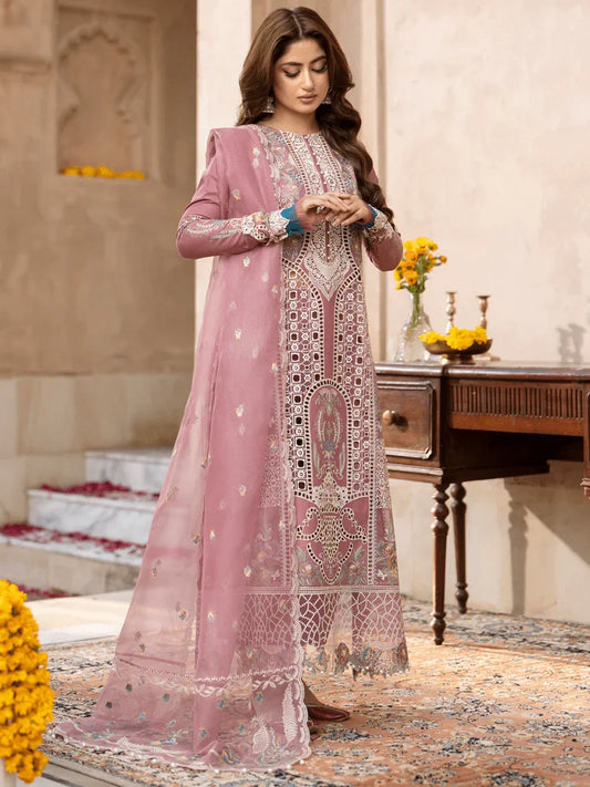 Bin Ilyas Luxury Lawn Embroidered Unstithced 3Pc Collection 407 - B DILBARO - 3 Pieces Lawn - Zainabjees