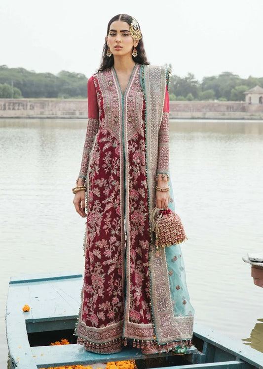 Hussain Rehar Luxury Lawn Embroidered Unstitched 3 Piece Ruby - 3 Pieces Chiffon - Zainabjees