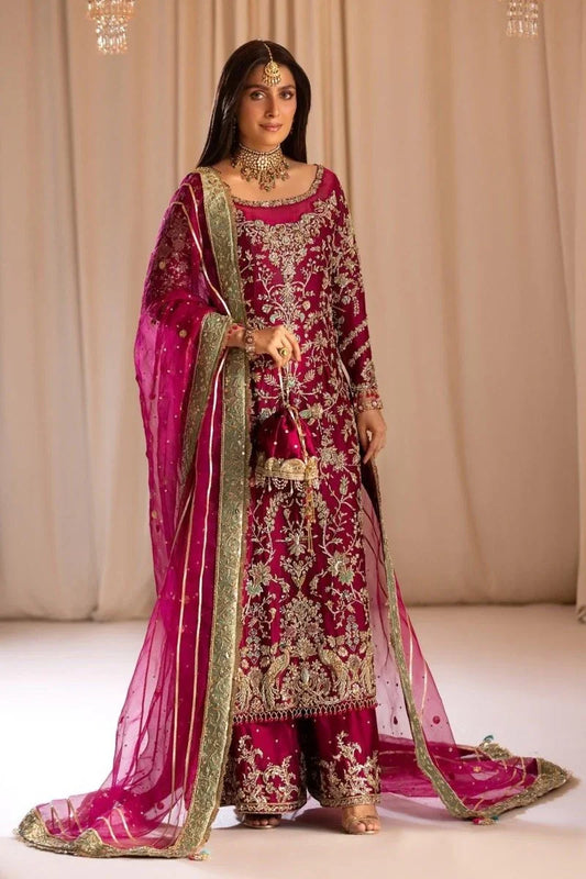Tabya New Arrival Wedding Collection Hand Embroidered Raw Silk Unstitched TABEER - 3 Pieces Raw Silk - Zainabjees