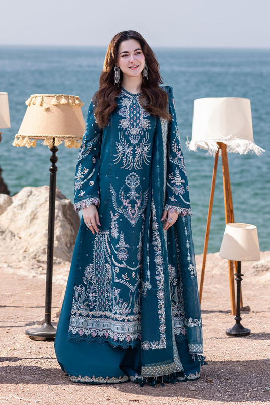 Qalamkar Luxury Lawn Embroidered 3 Piece Unstitched Sahil Kinare FP-16-Kira