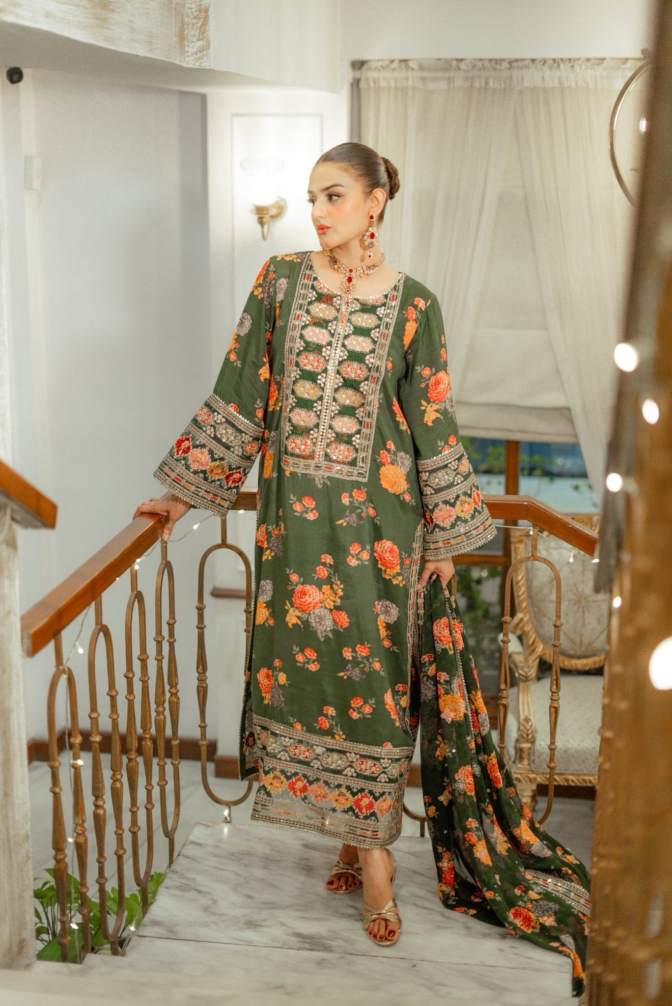 Aneelas Silk Dress Embroidered Unstitched 3 Piece Green Lux-15 Zainabjees Aneelas Silk Dress Embroidered Unstitched 3 Piece Green Lux-15 Zainabjees