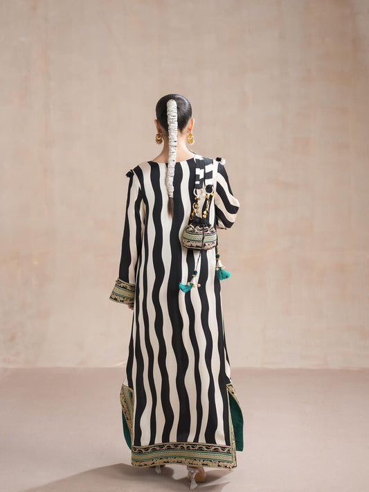 Amara & Sara Luxury Silk Embroidered Collection Bohemian Stripes