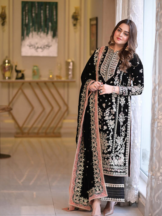 Aneelas Wedding Velvet Embroidered Unstitched Collection Sumbal-01