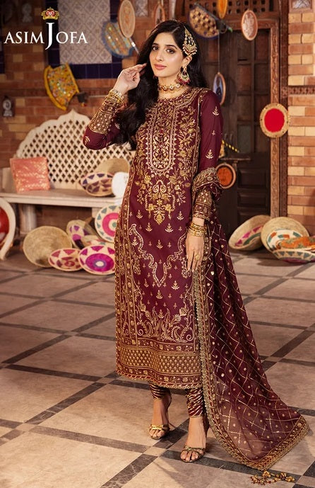 Asim Jofa Luxury Chiffon Embroidered Unstitched Suit PA-139