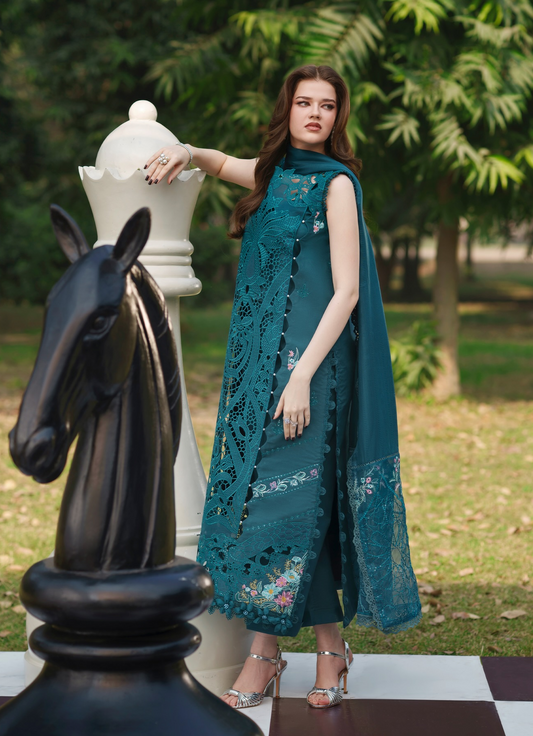 Parishay Luxury LAwn Embroidered Unstitched 3 Pc Suit SQ-04 ZINC