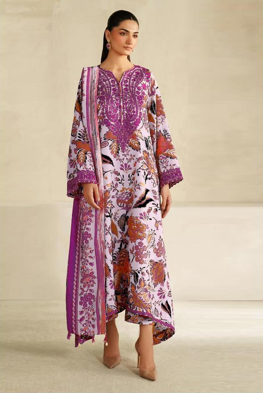 Baroque Luxury Embroidered & Printed Unstitched Suit UE-4328