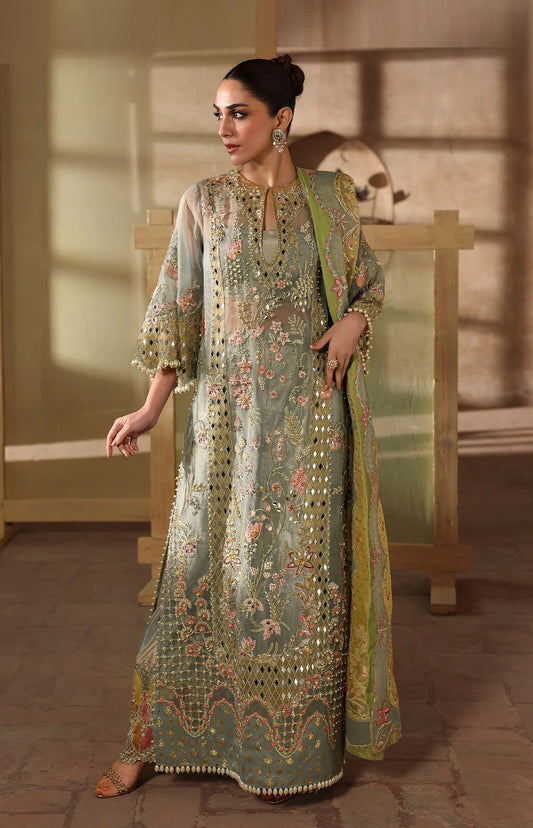 Crimson Luxury Organza Embroidered 3Pc Unstitched Suit JHALAK