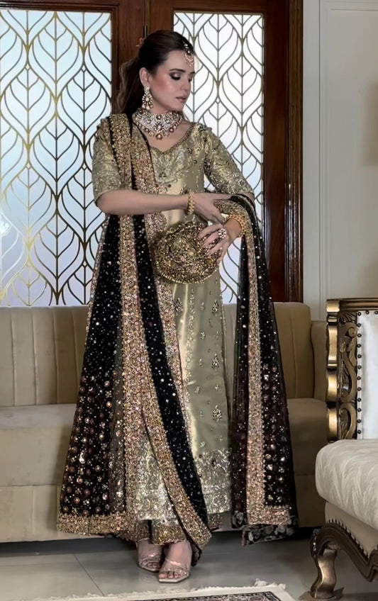 Haris Shakeel - Sumbul Iqbal - Luxury Myssory Embroidered Unstitched 3 Piece