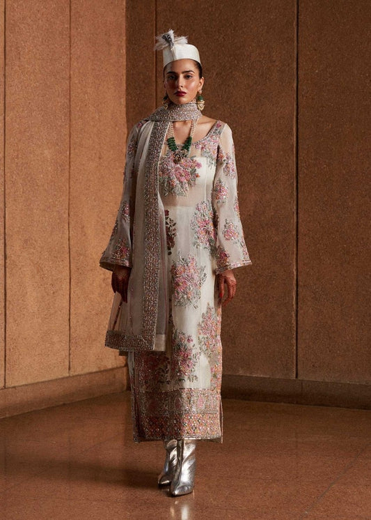 Hussain Rehar Organza Embroidered Unstitched 3 Piece Euru - 3 Pieces Organza - Zainabjees