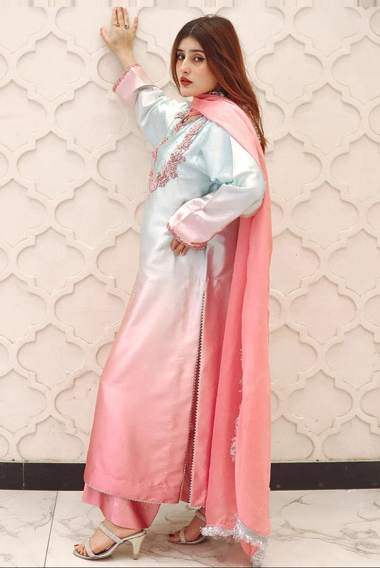 Poshkari Luxury Silk Embroidered 3Pc Unstitched Suit Aab-e-Haya