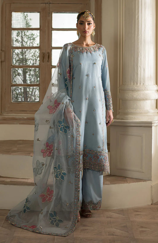 Emaan Adeel Embroidered Organza Unstitched 3Pc Suit Suave by Esra