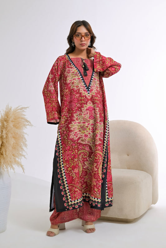 Poshkari Luxury Blended Raw Silk Embroidered 2Pc Stitched Suit PA - 0071