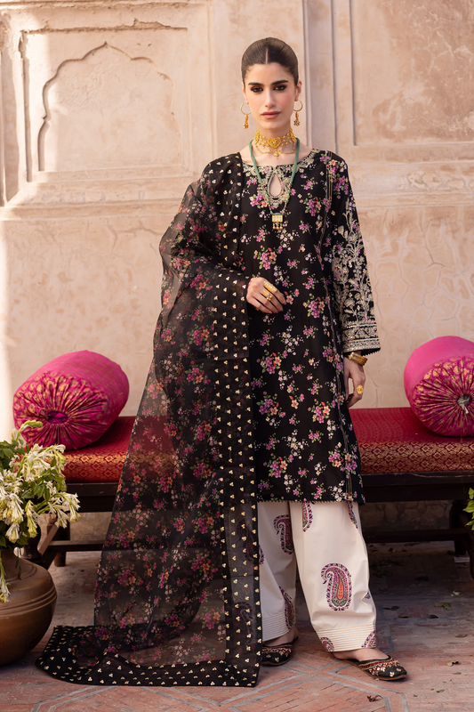 Batik Luxury Silk Embroidered Black Jewel 3Pc Unstitched Collection