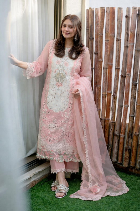 Clara By Bin Ilyas Embroidered Lawn Suit Unstitched 3 Piece 216 A - Eid Collection