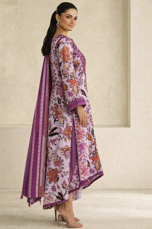 Baroque Luxury Embroidered & Printed Unstitched Suit UE-4328