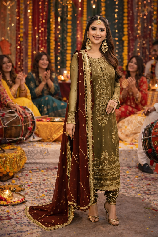 Asim Jofa Luxury Chiffon Embroidered 3 Pc Unstitched Collection AJMR -022