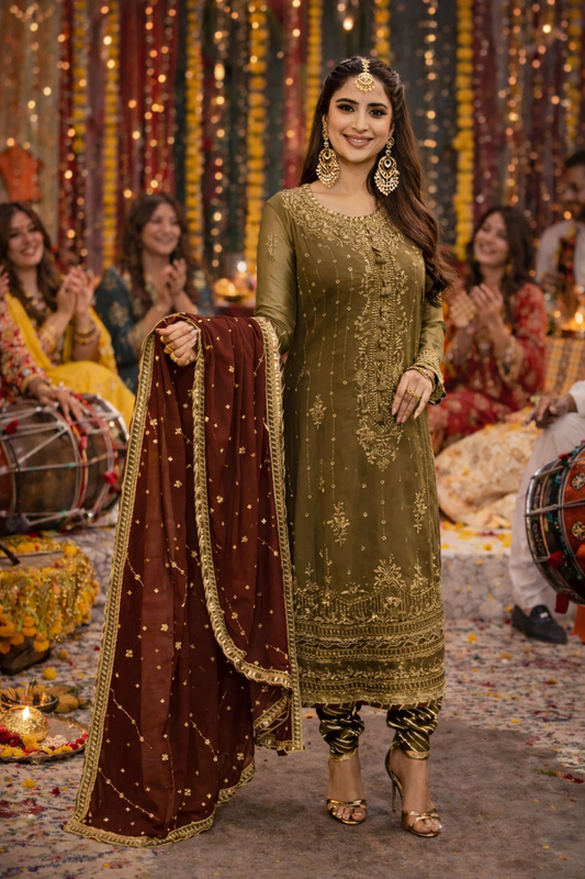 Asim Jofa Luxury Chiffon Embroidered 3 Pc Unstitched Collection AJMR -022