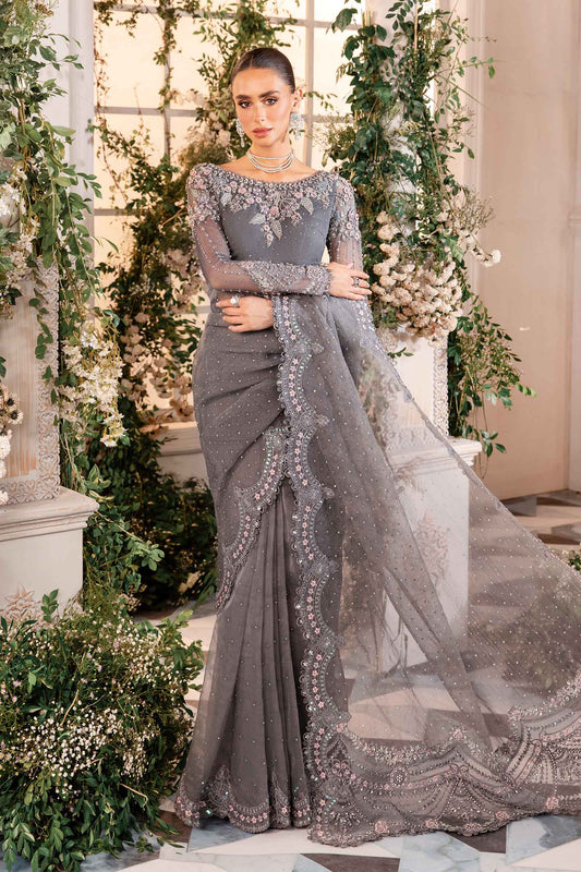 Maria.B Organza Embroidered Unstitched Saree BD-2902 Wedding Collection