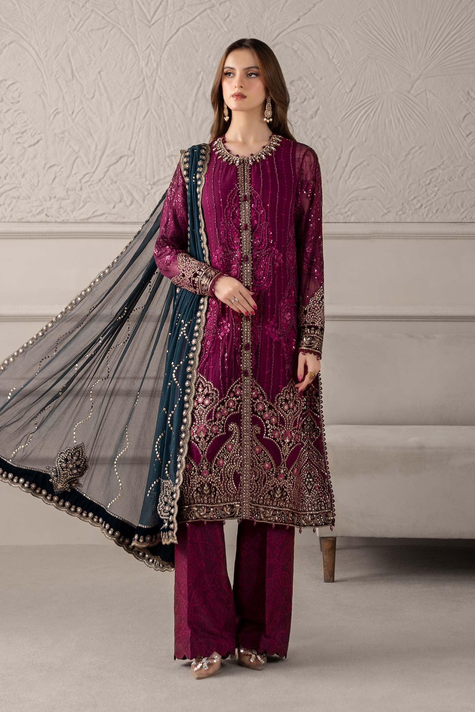 Maria.B Luxury Pure Chiffon Embroidered Unstitched 3 Pc Collection MCS –  Zainabjees