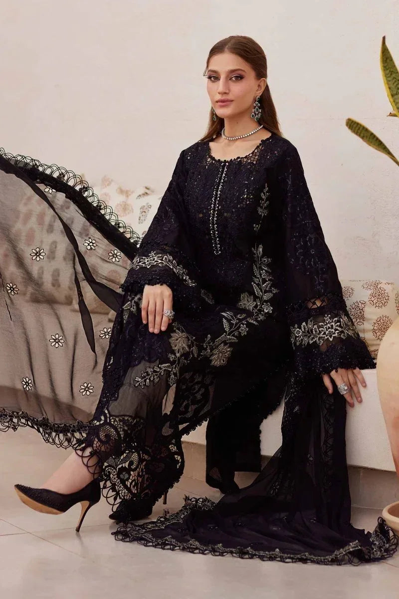 Maria.B Luxury Lawn Embroidered Unstitched 3 Piece - 25 - 03 - 3 Pieces Lawn - Zainabjees